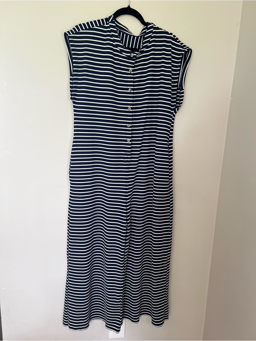 3/$15 Sleeveless Navy & White Striped Button-Front Dress